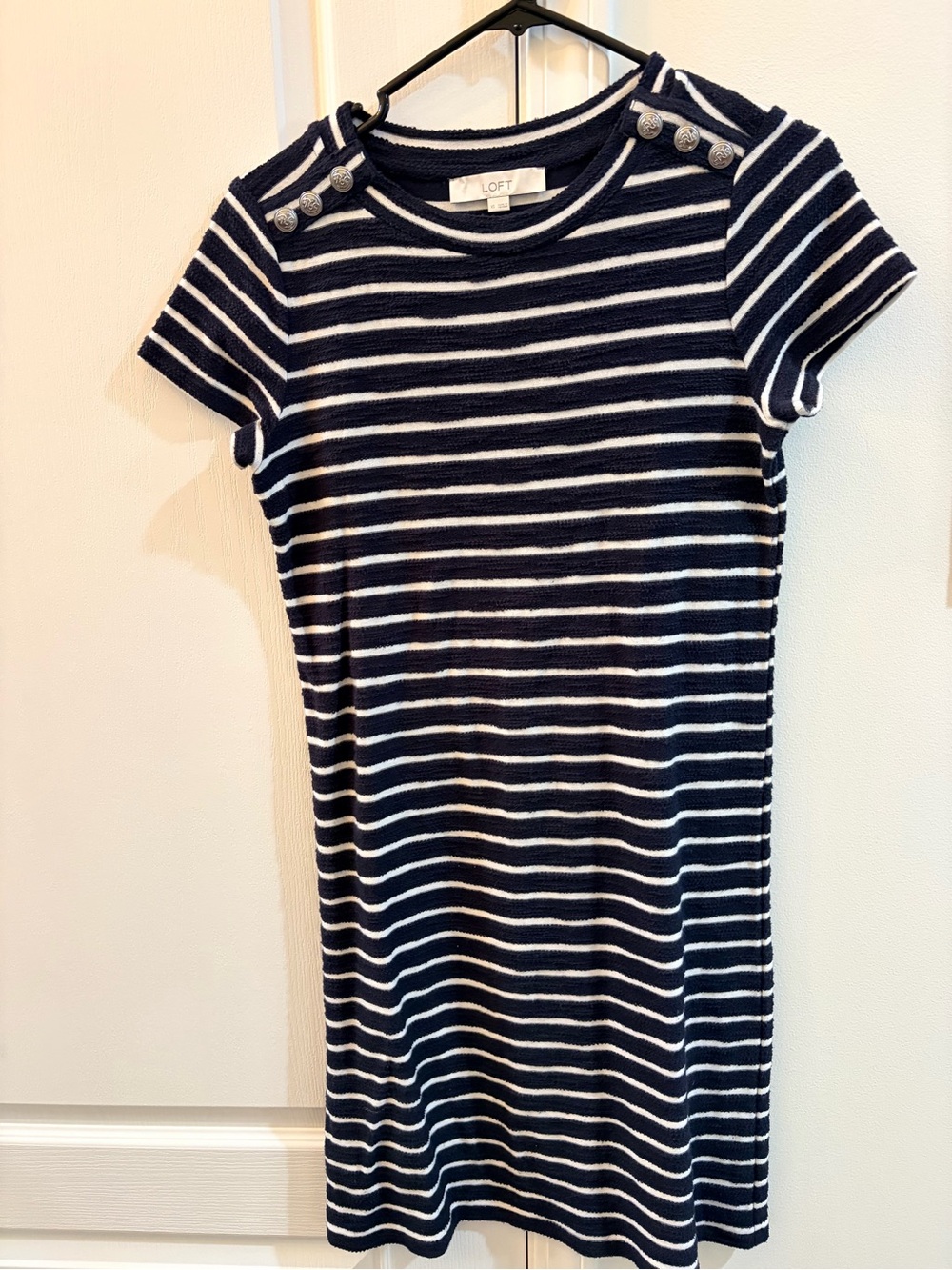 LOFT Navy and White Striped Knit Top